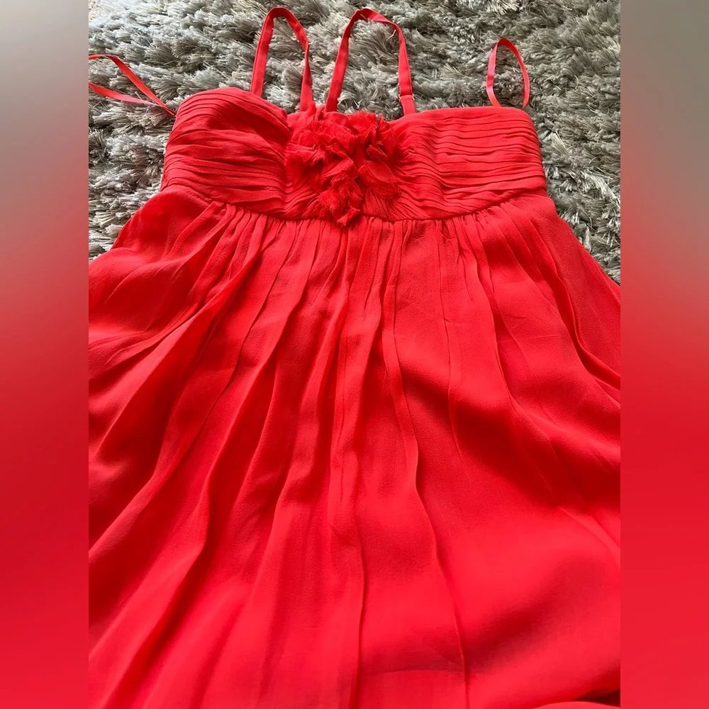 BCBGMaxAzria Vibrant Red 100% Silk Maxi Dress – Size 0 - Picture 13 of 16